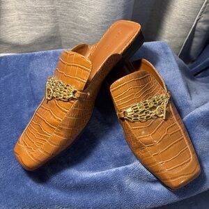 Brown Crocodile Pattern Men's Loafers